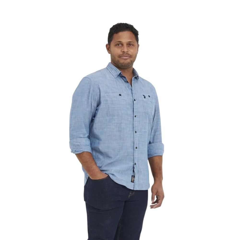 U.S. Polo Assn. Blue Chambray Button Up Sz 2XL 100% Cotton